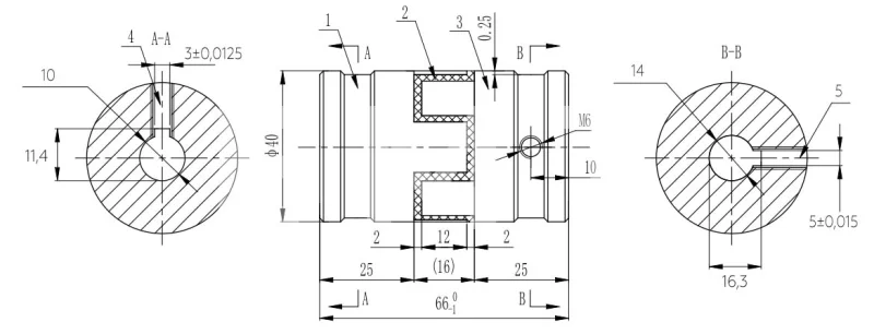 Муфта кулачковая стальная XL1 (GE-T 24B-24B/RED 98Sh) с готовым отверстием, d1=10/d2=14 мм+шпон паз, EMT | ЕМТ